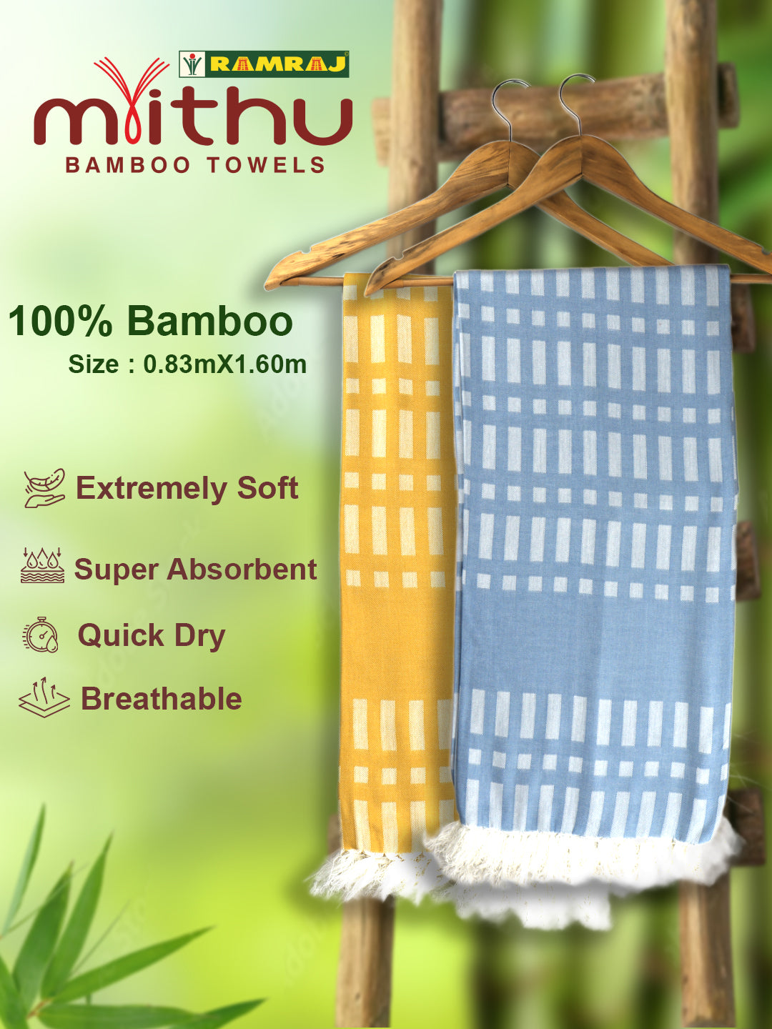 Ultra Soft Absorbent Bamboo Cotton Blue Bath Towel ST02