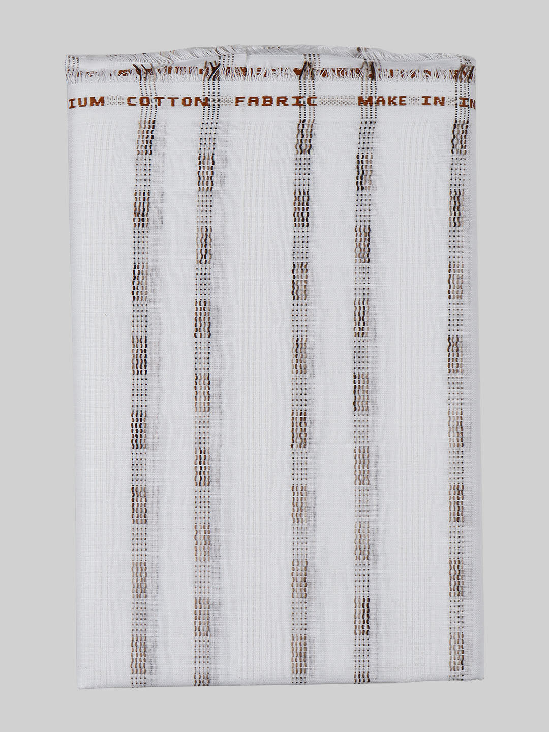 Cotton Blend White & Brown Striped Shirt Fabric Hi-Tech-Pattern view