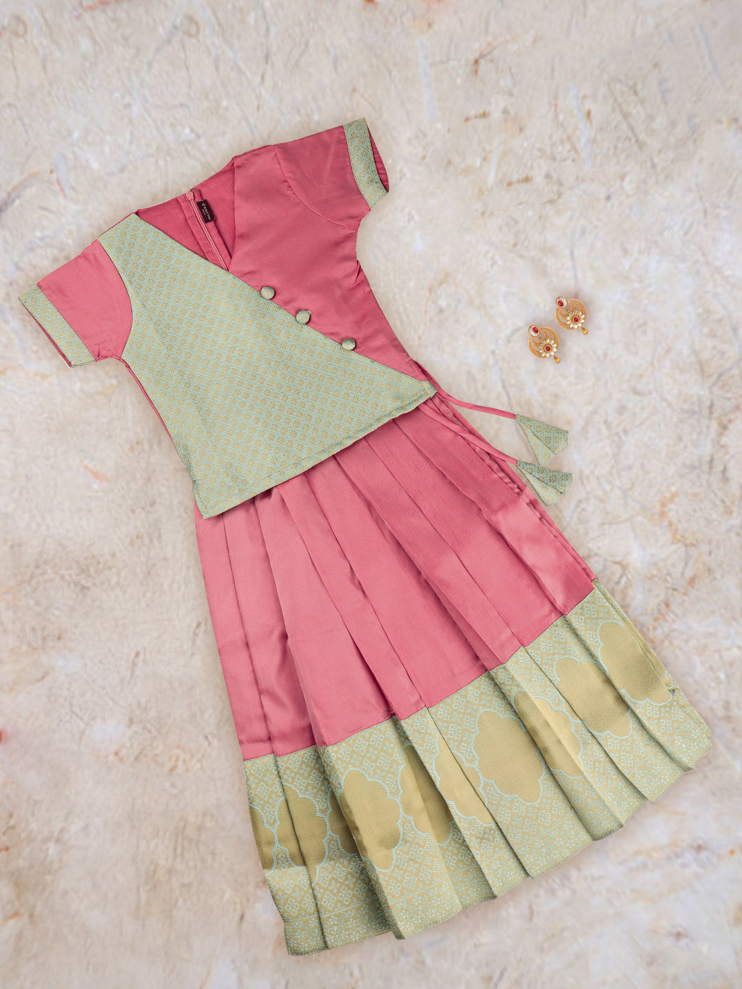 Girls Skirt Set Pink with Green GPS11