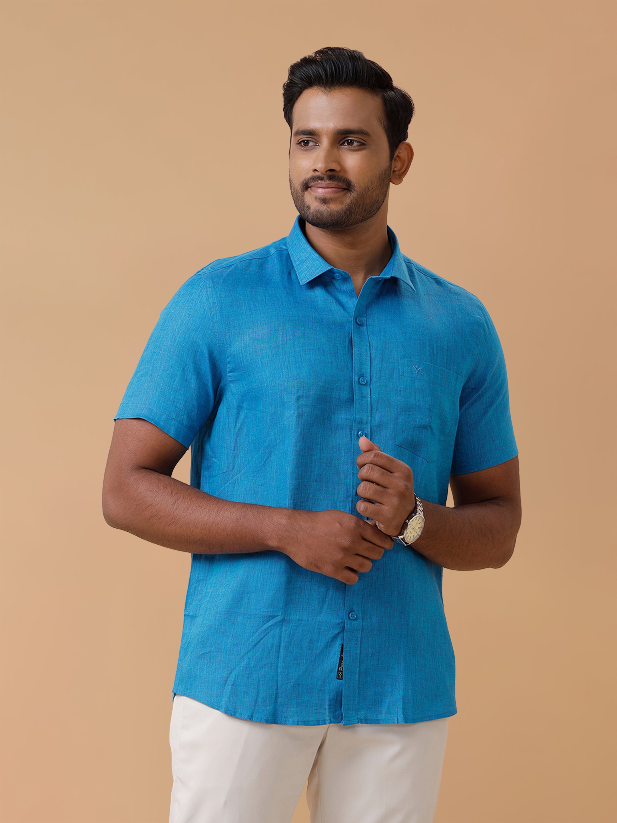 Pure Linen Bondi Blue Smart Fit Shirt L67
