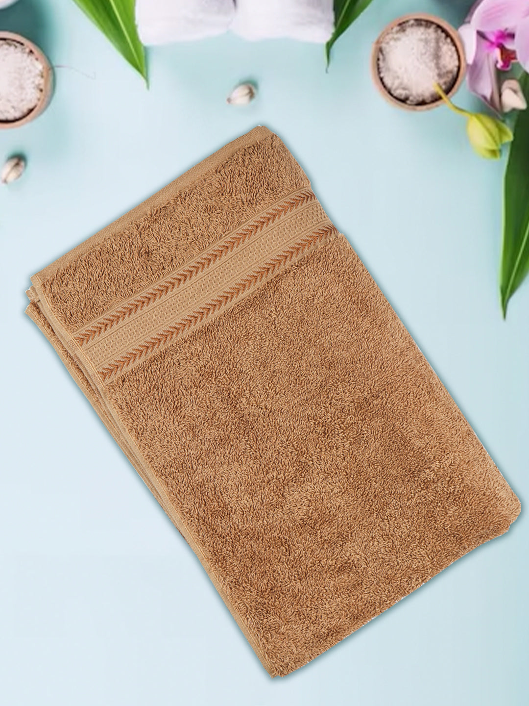 Cotton Bamboo Terry Bath Towel Brown BC8