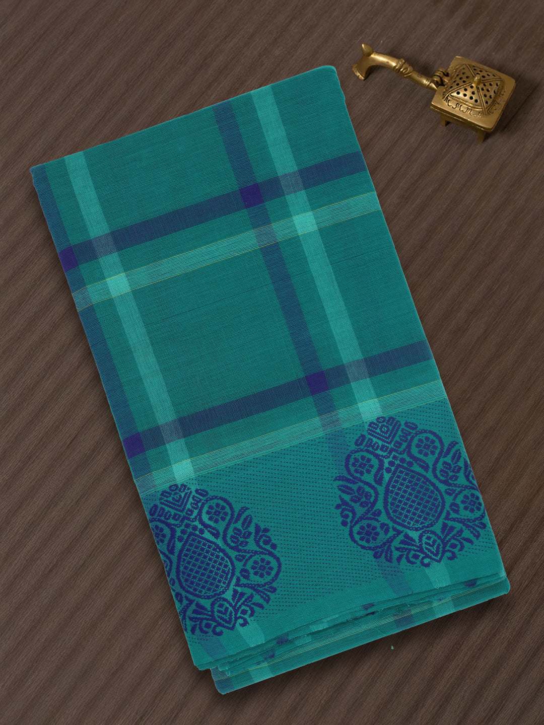 Women Pine Green Pure Chettinad Cotton Saree PCS207