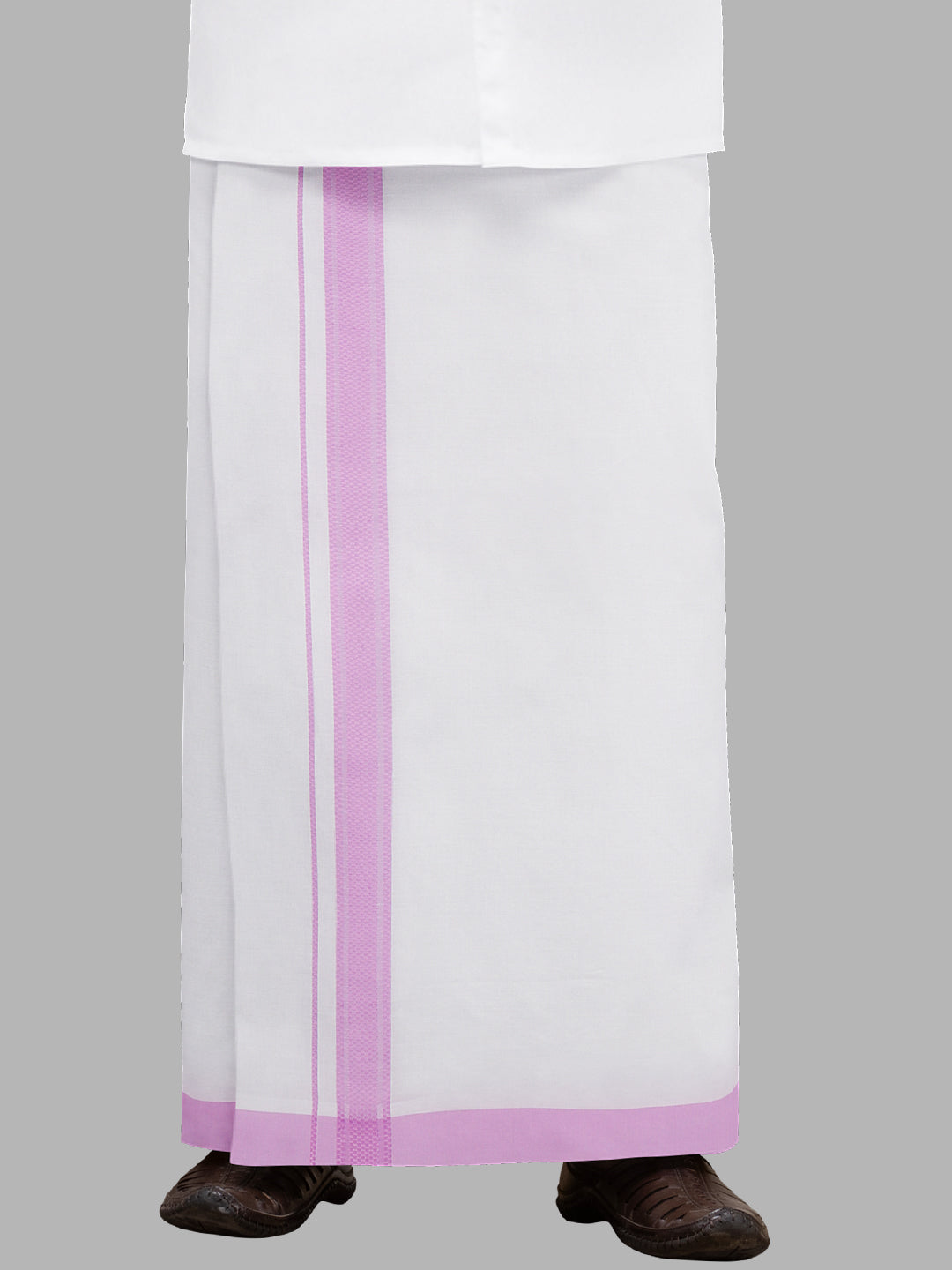 Men Purple Adjustable Pocket Dhoti with Fancy Border GACF06