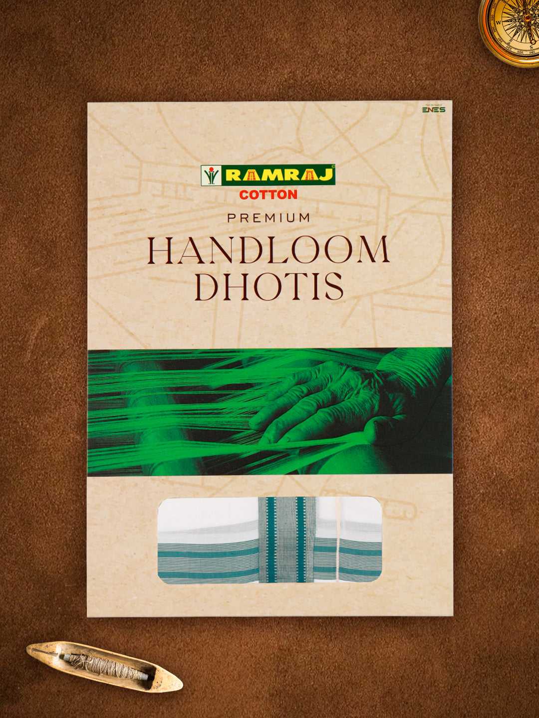 Mens Premium Handloom Dhoti Green Fancy Border