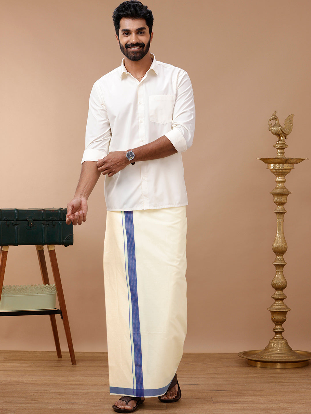 Mens Kora Double Dhoti Navy Terra Kora Fancy