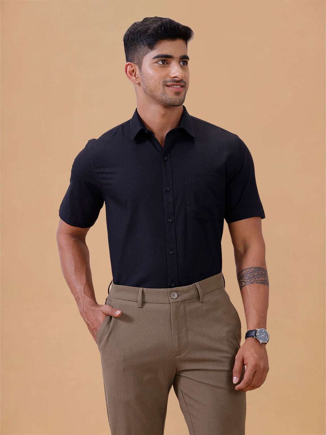 Cotton Rich Black Regular Fit T64 ANT10