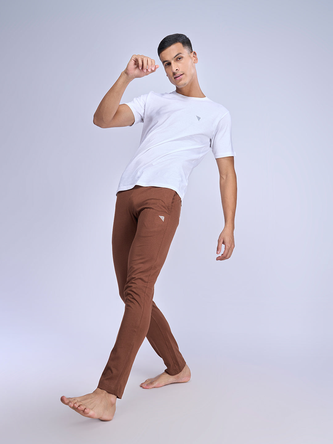 Men Combed Cotton Rich Track Pant with Side Pockets Brown ETK4
