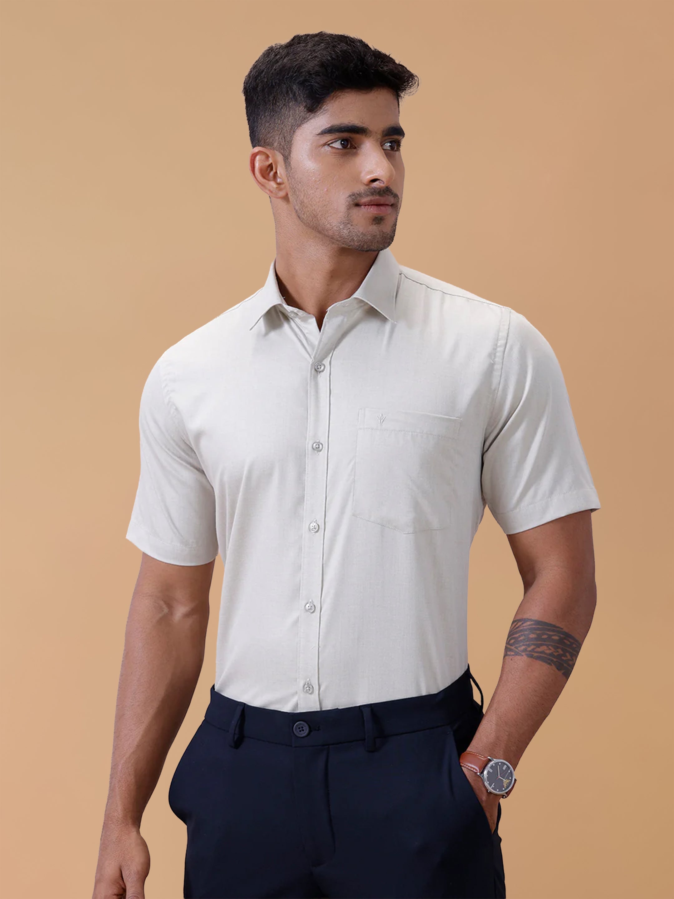 Cotton Rich LT Teal Green Regular Fit Shirt T61 AKT2