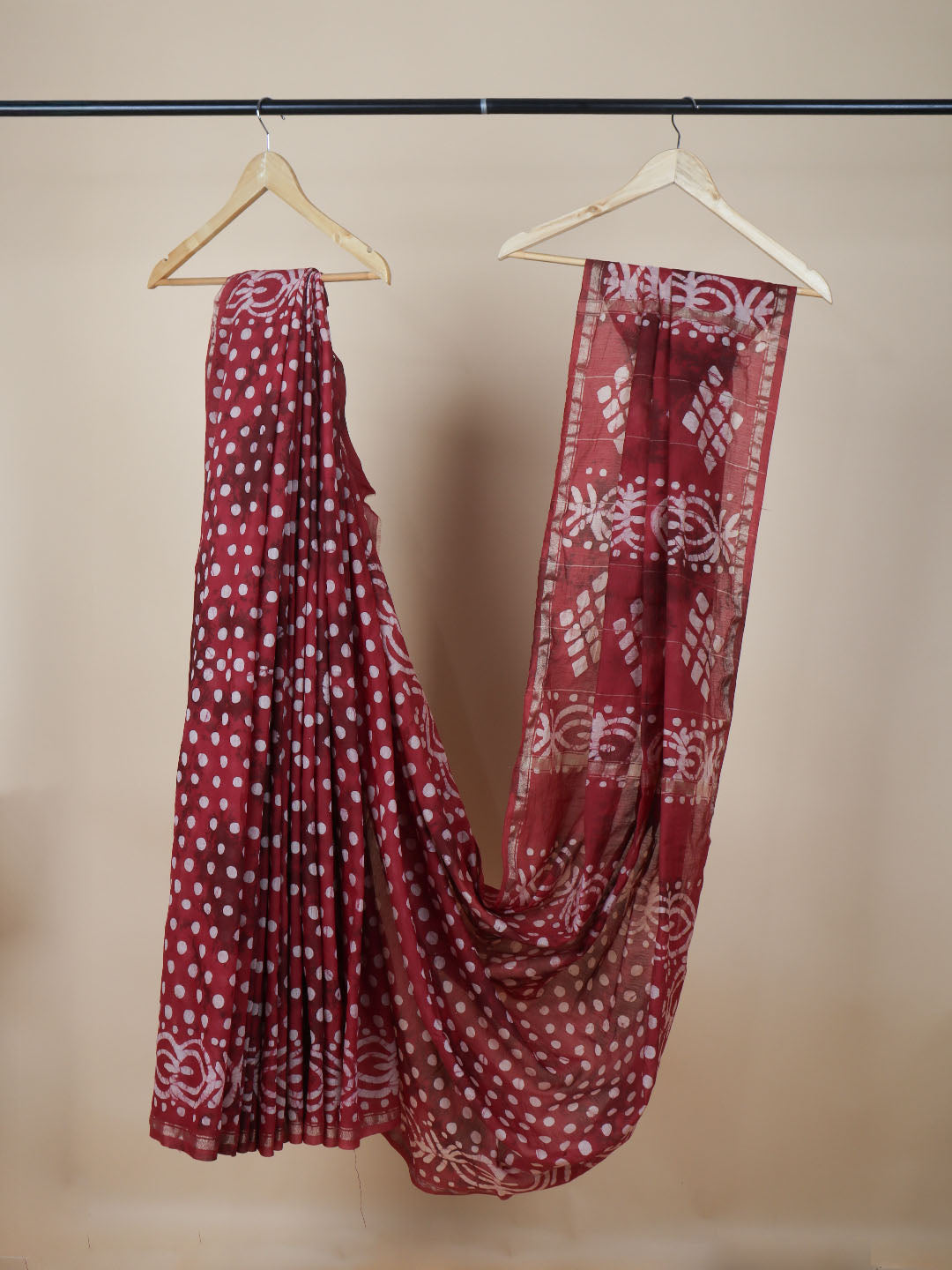 Women Maroon Semi Chanderi Cotton Printed Saree SC69