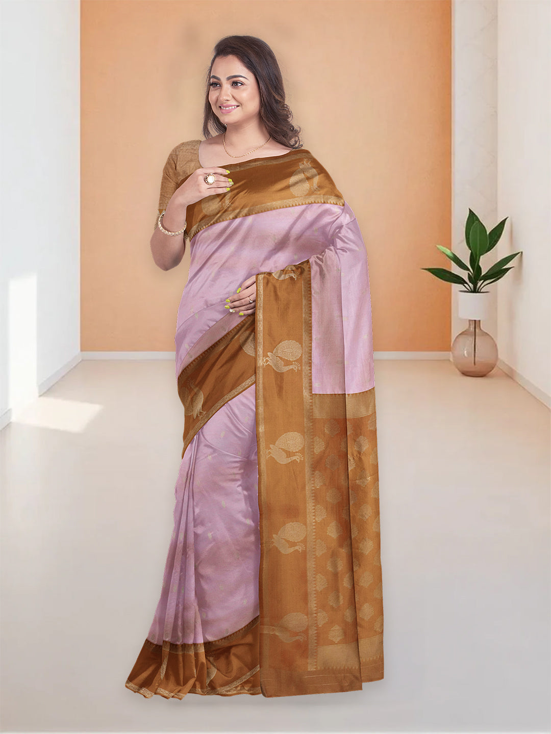 Couple Combo Shirt & Dhoti Set with Saree Pink SS382