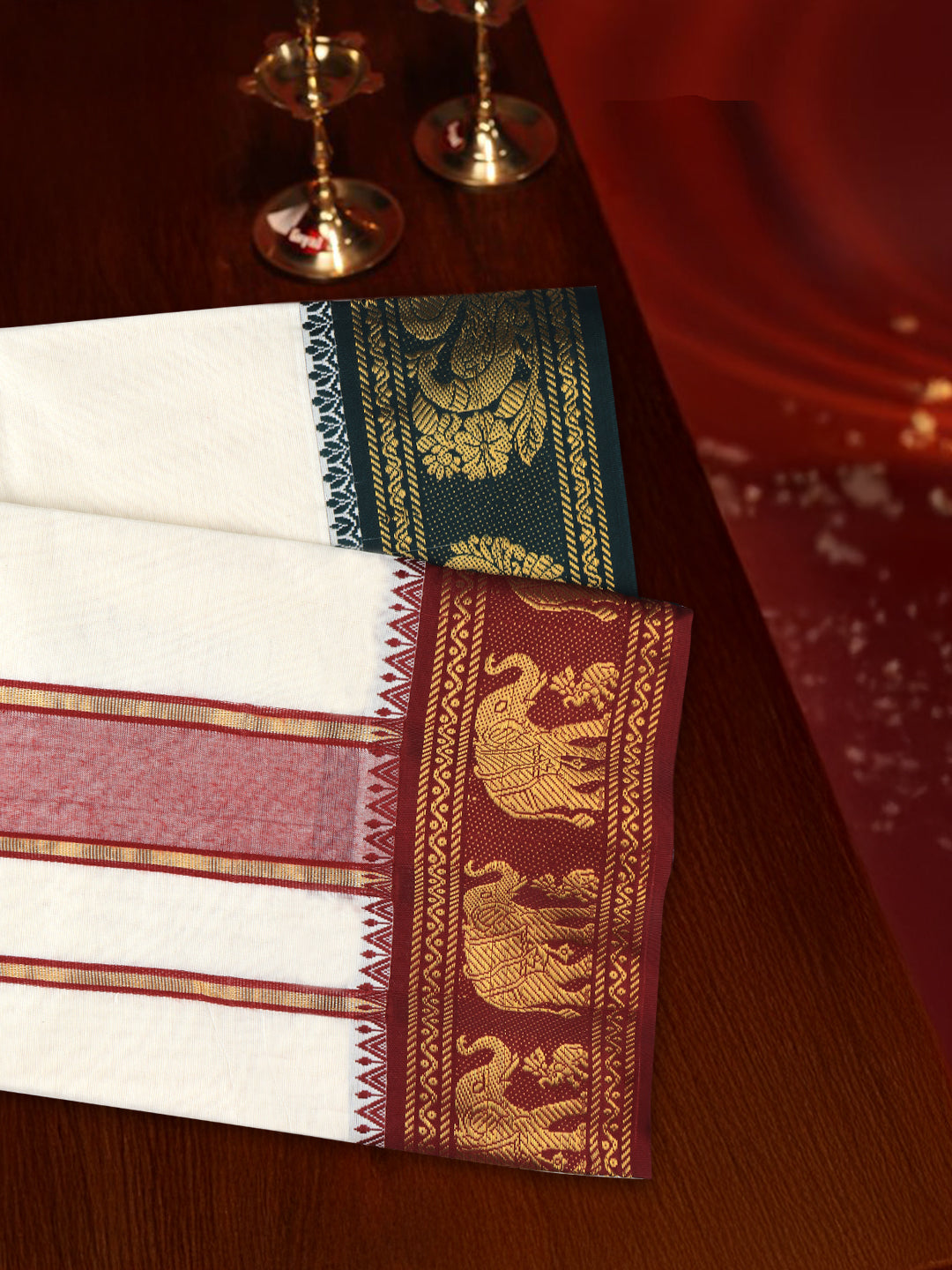 Men Kora Fancy Border Panchakacham Set Kalasam (9+5) K03