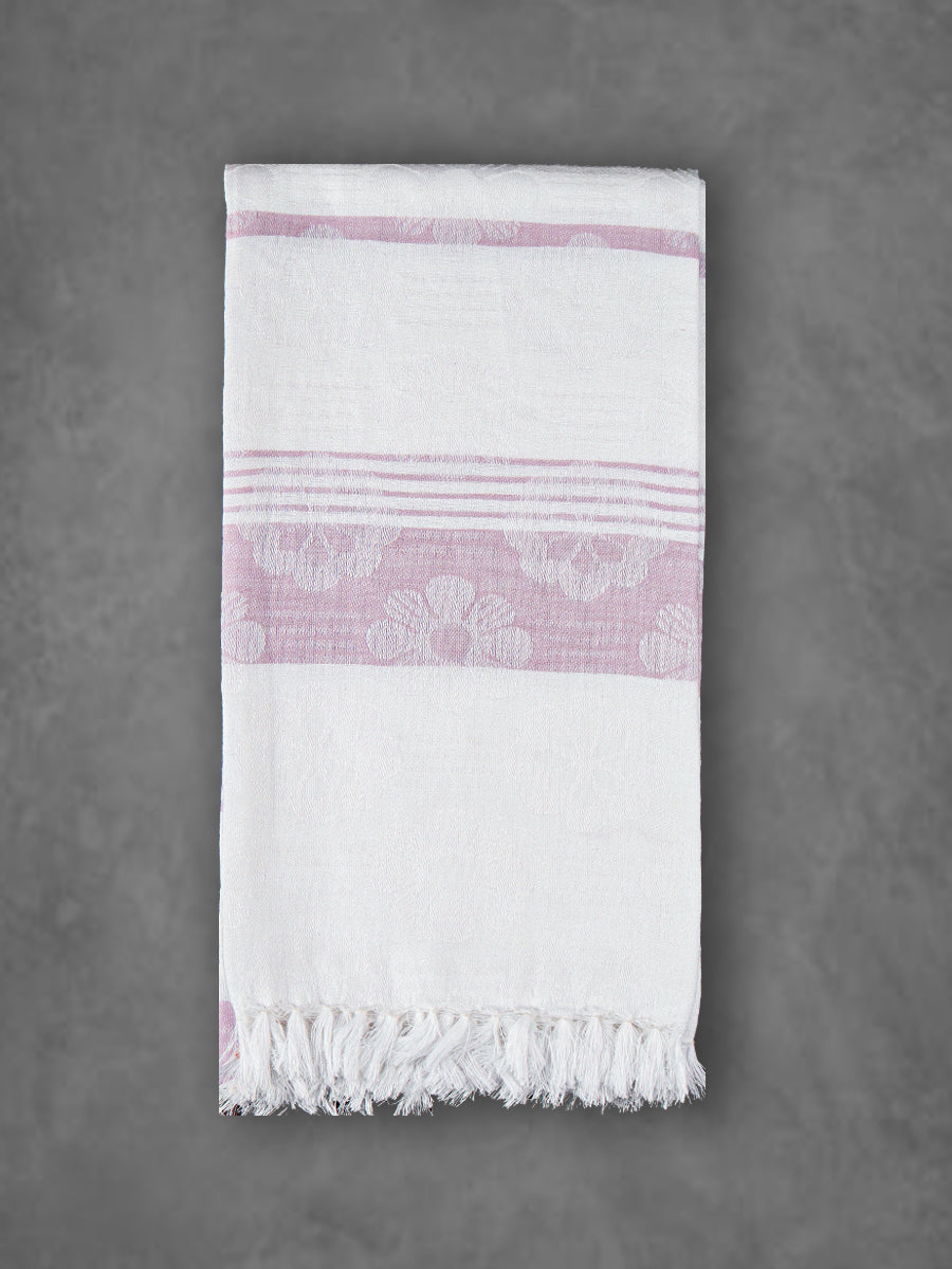 100% Cotton Soft Feel Colour Flower Design Bath Towel 1058- Purple