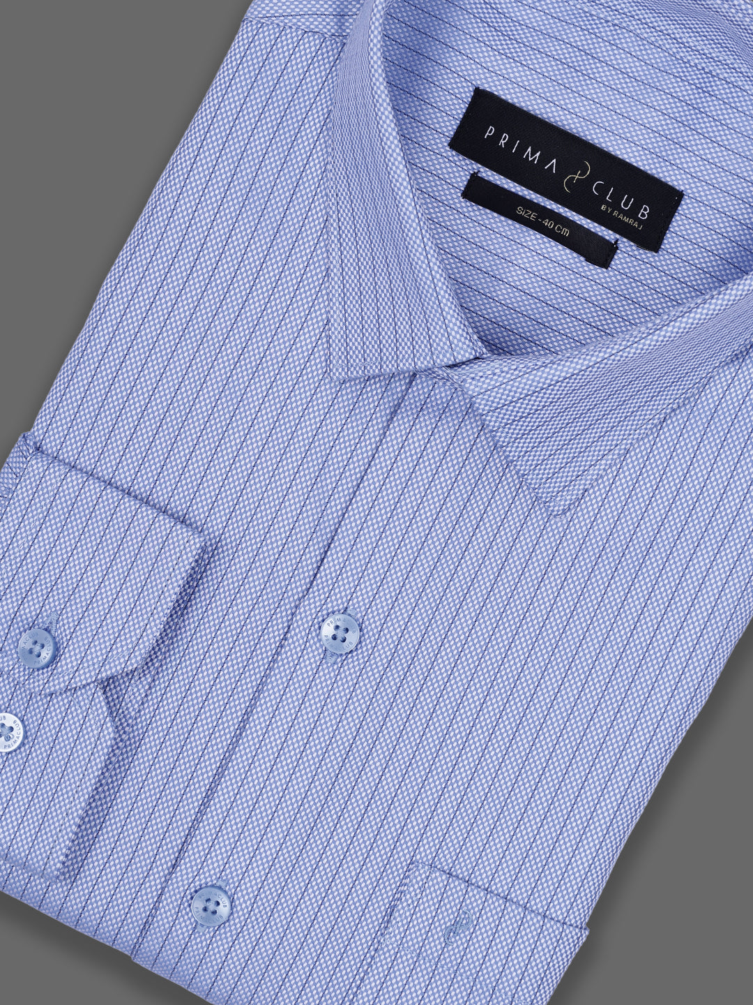 Prima Club Premium Cotton Dobby Light Blue Stripes Regular Fit Shirt SRAY1