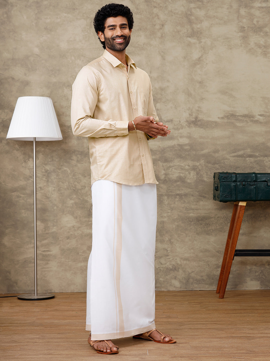 Couple Combo Shirt & Dhoti Set with Saree Sandal SD05
