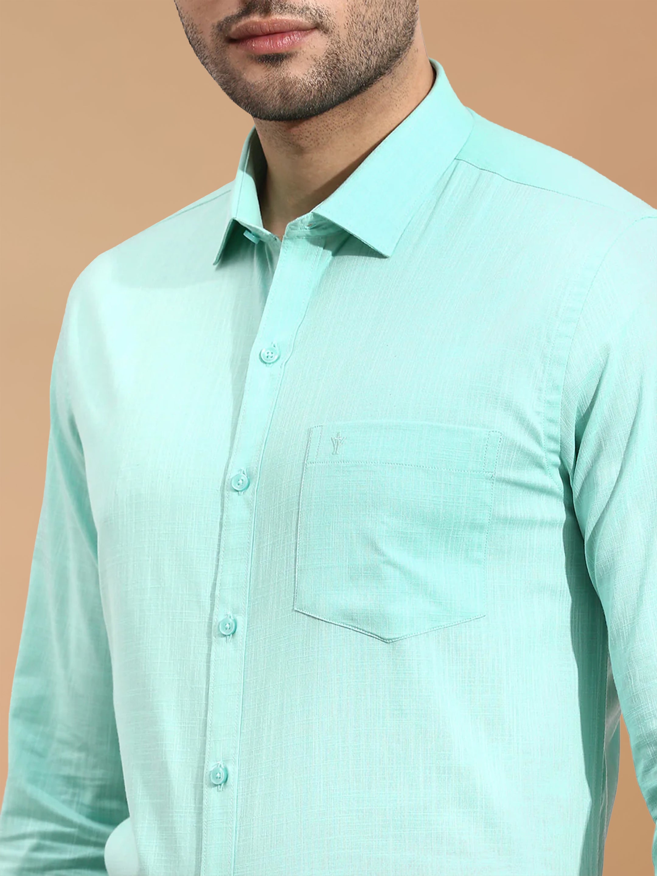100% Cotton Vivid Cyan Smart Fit Shirt CL2 GT6