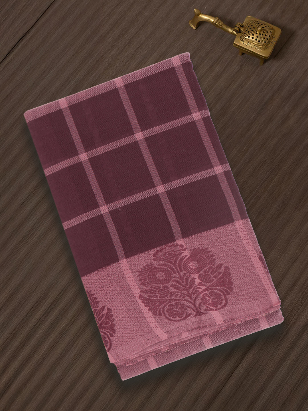 Women Maroon Pure Chettinad Cotton Saree PCS200