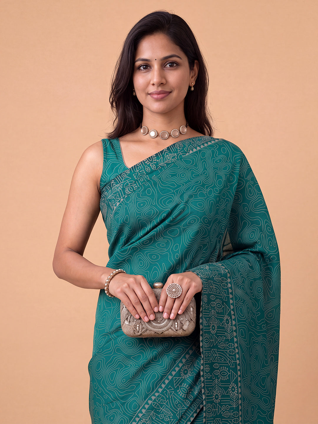 Women Pure Cotton Green Printed Saree PCS282