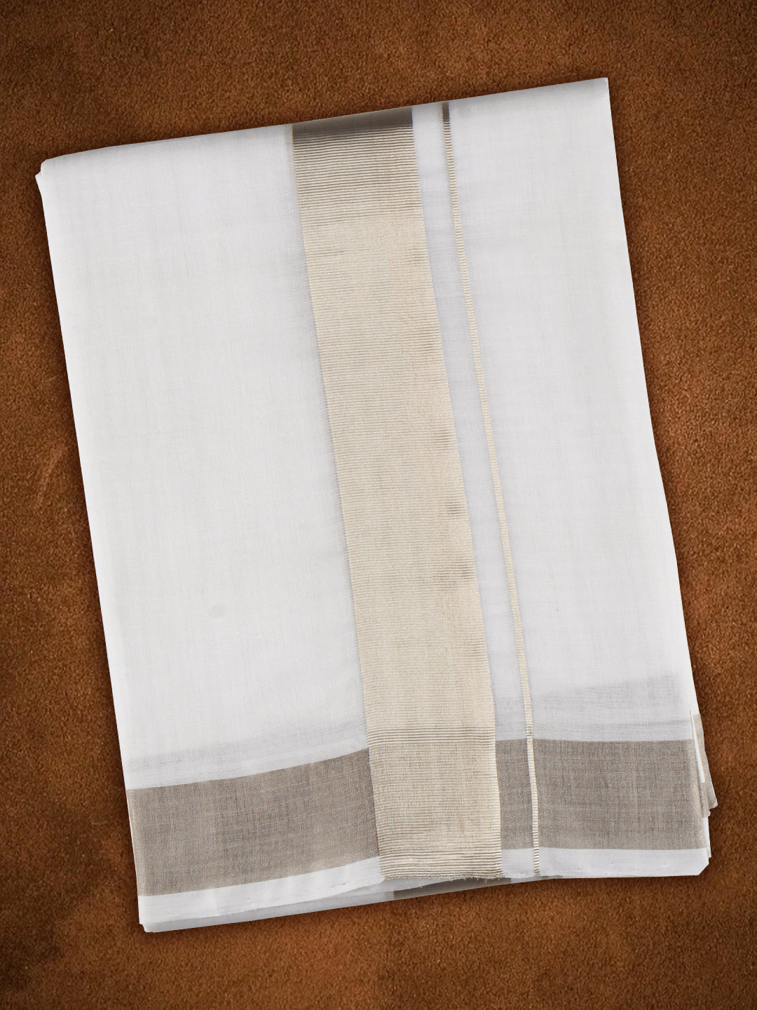 Men Premium Handloom Dhoti Silver Jari Border HLM28