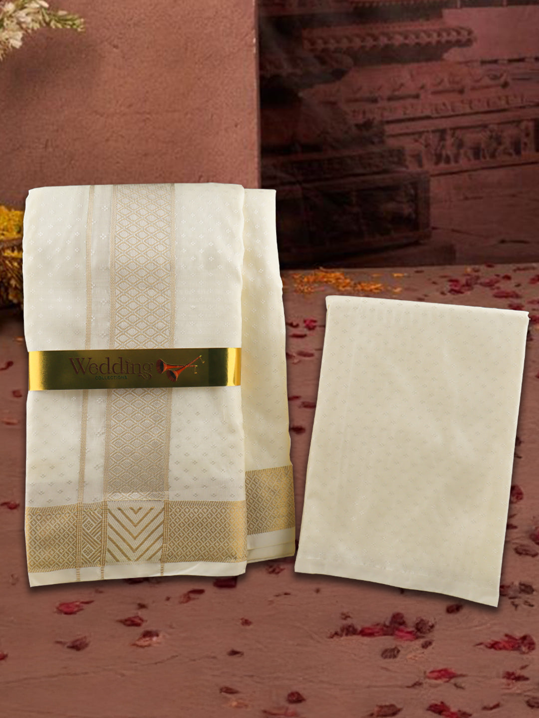 Men Art Silk Wedding Set Cream Touch Tone 100K (3*1) TT09