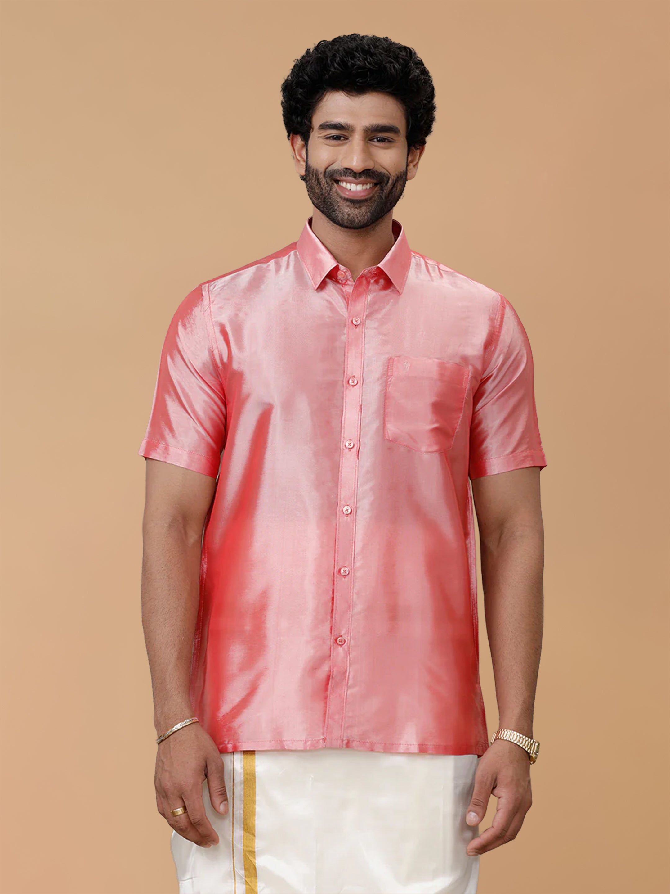 Silk Feel Pink Shirt - Regular Fit