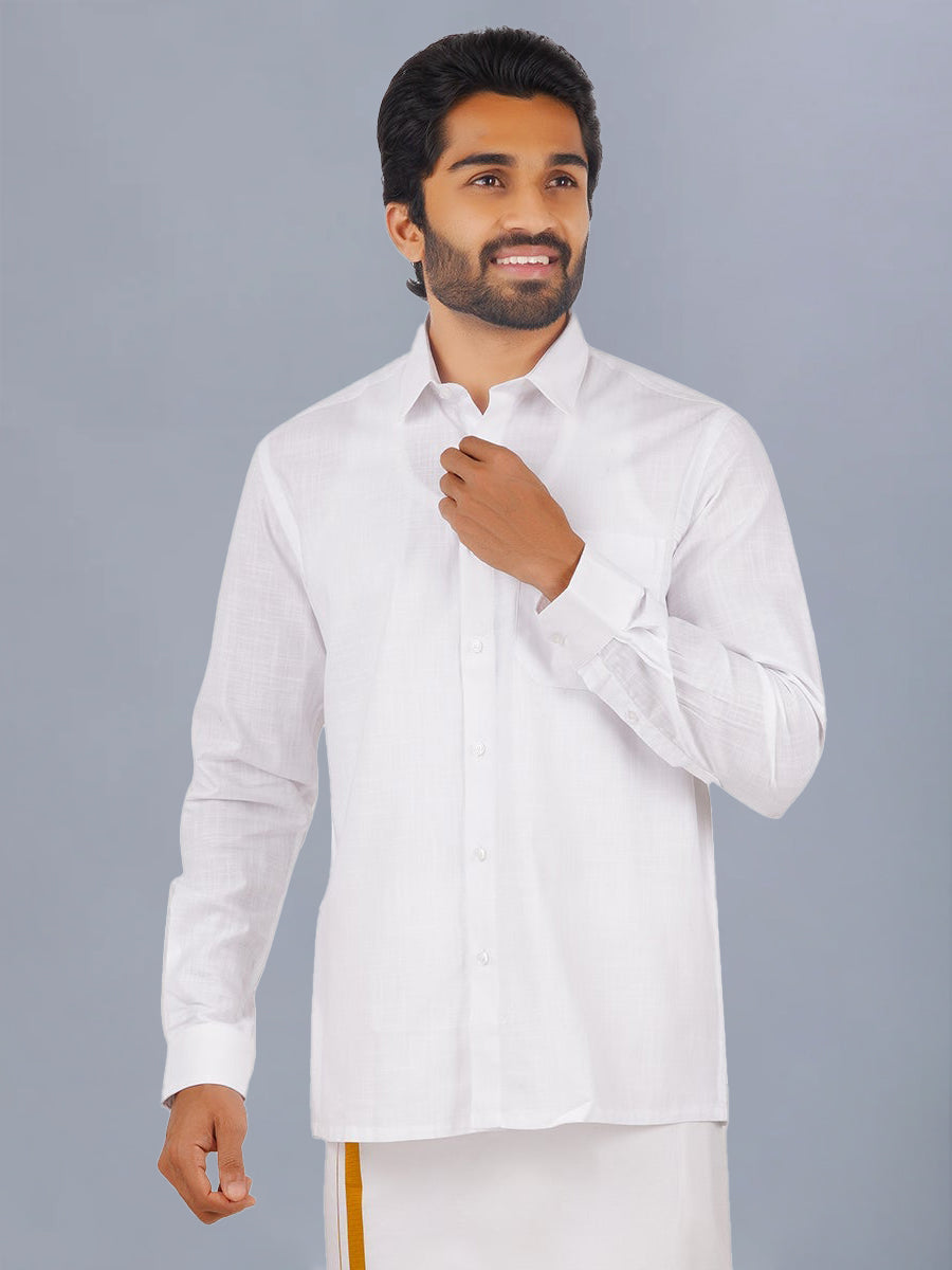 Mens Cotton Full & Half Sleeves White Shirt - Winner