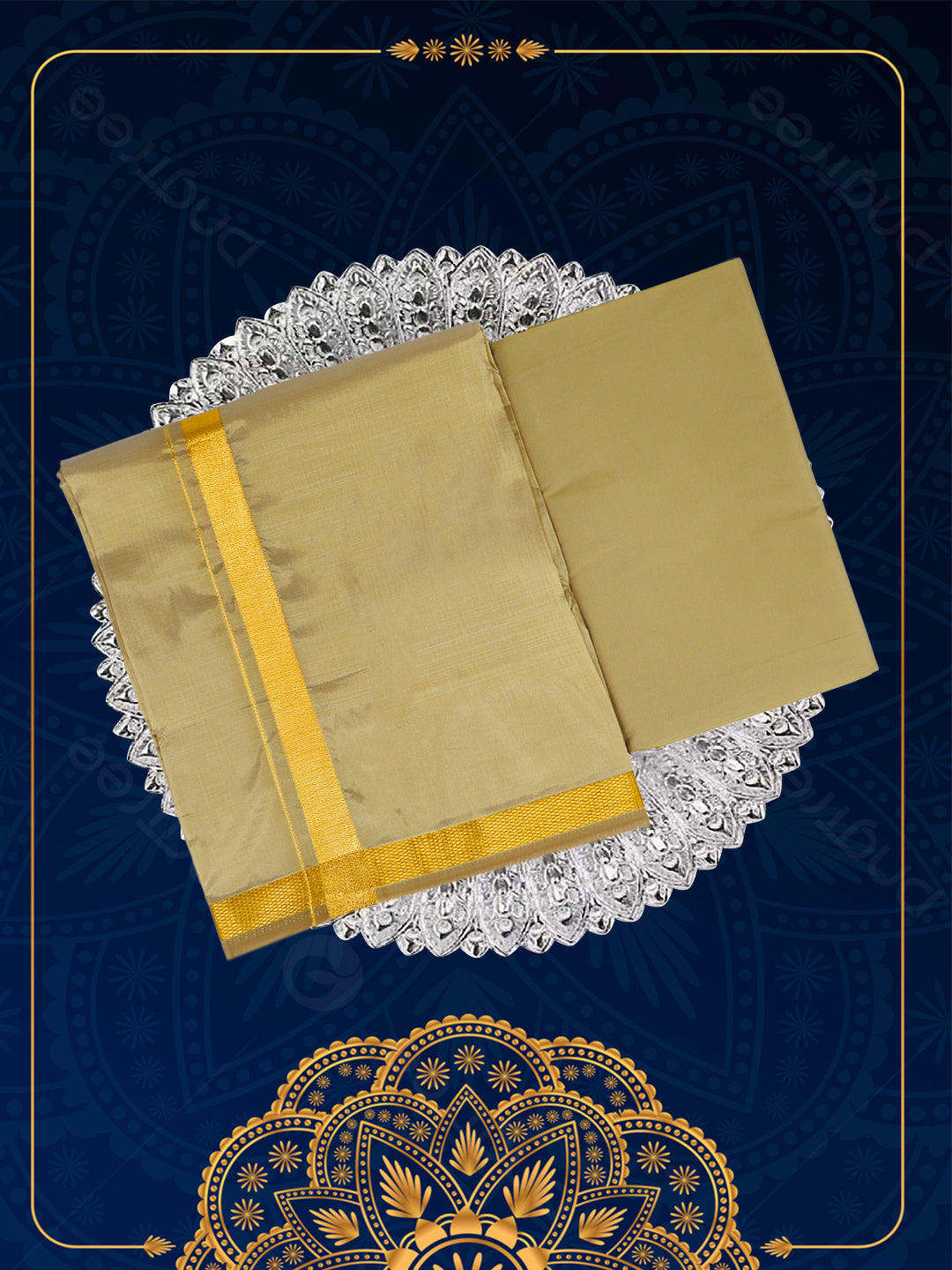 Men Art Silk Dhoti & Shirting Set DJ Gold Ashirwath (2 in 1)