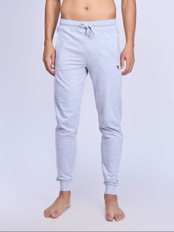 Men Combed Cotton Rich Jogger with Side Pockets Grey Melange EJ1