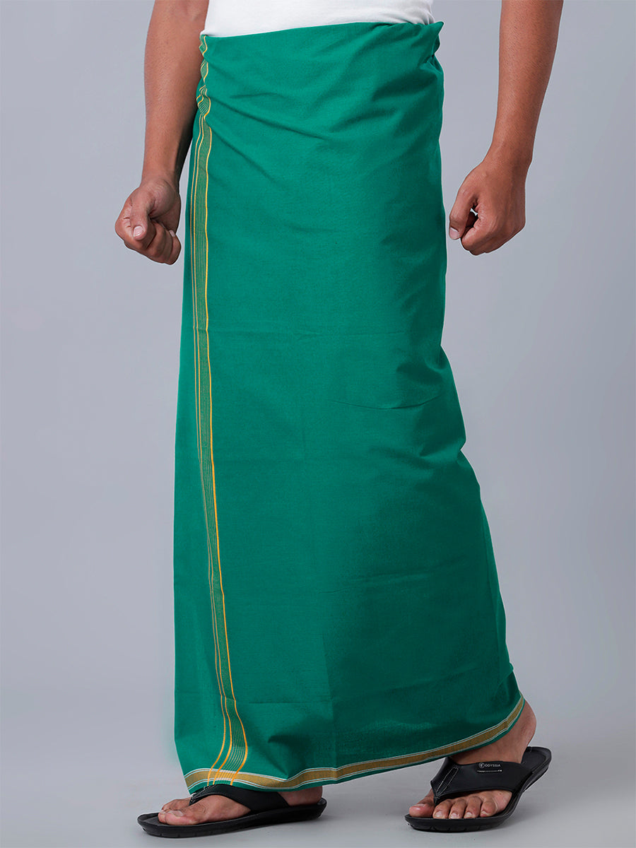 Mens Green Lungi with Fancy Border Charming Line Colour 2