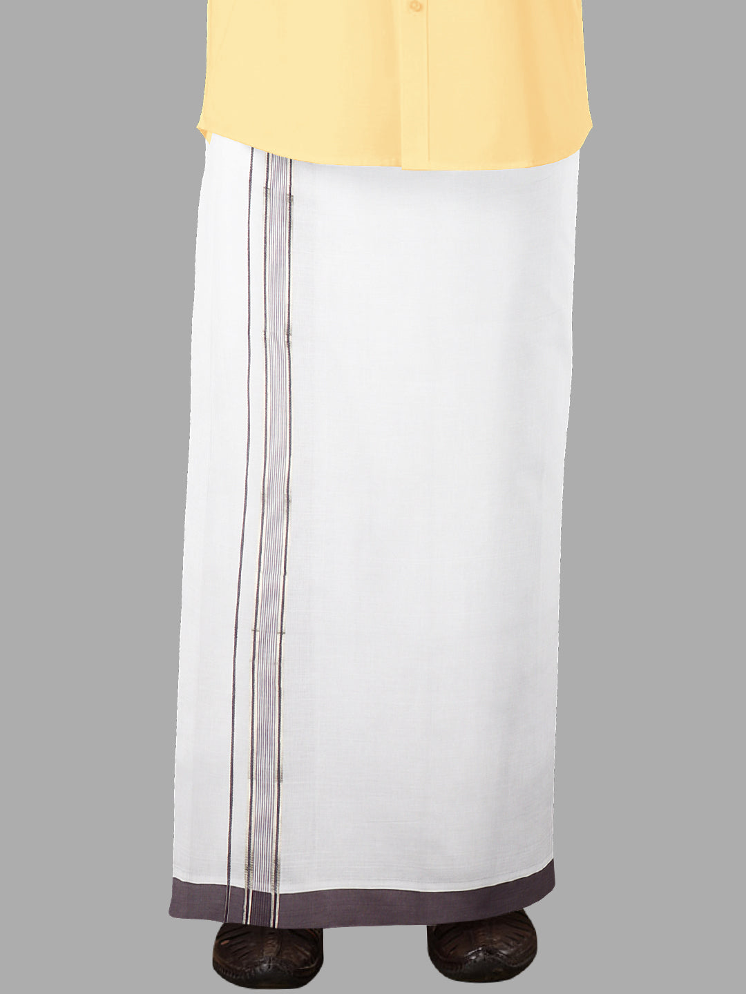 Men Purple Fancy Jari Border Double Dhoti NFCY06