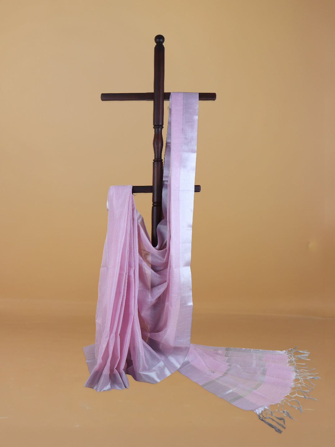 Women Semi Linen Saree Light Pink SL212