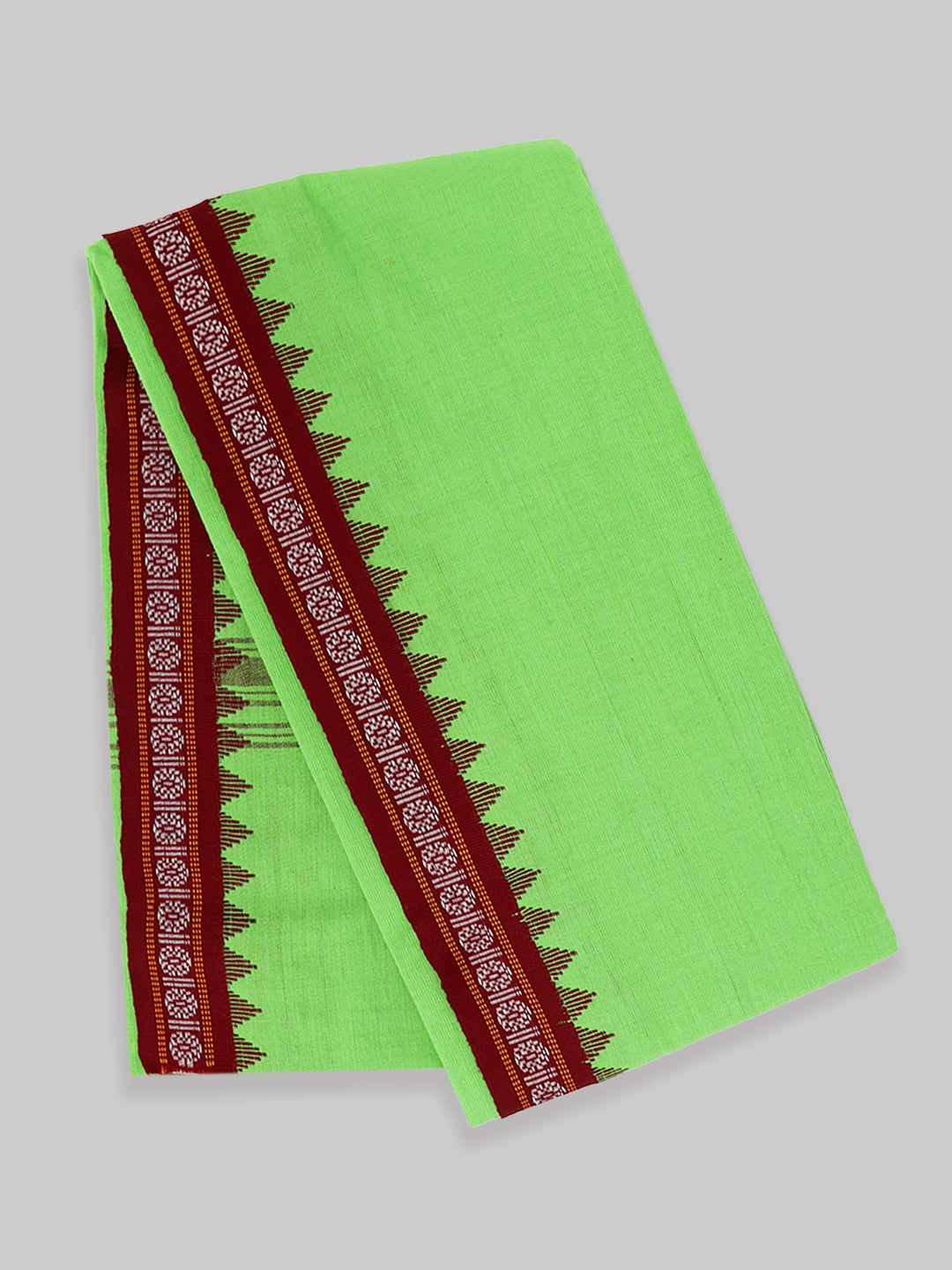 Men Fancy Border Angavastram Towel P.Green