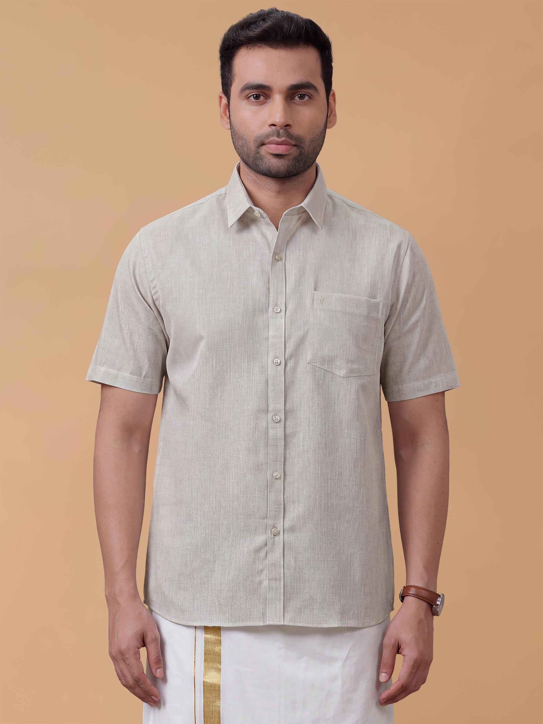 Cotton Rich Grey Regular Fit Shirt T3 CV7