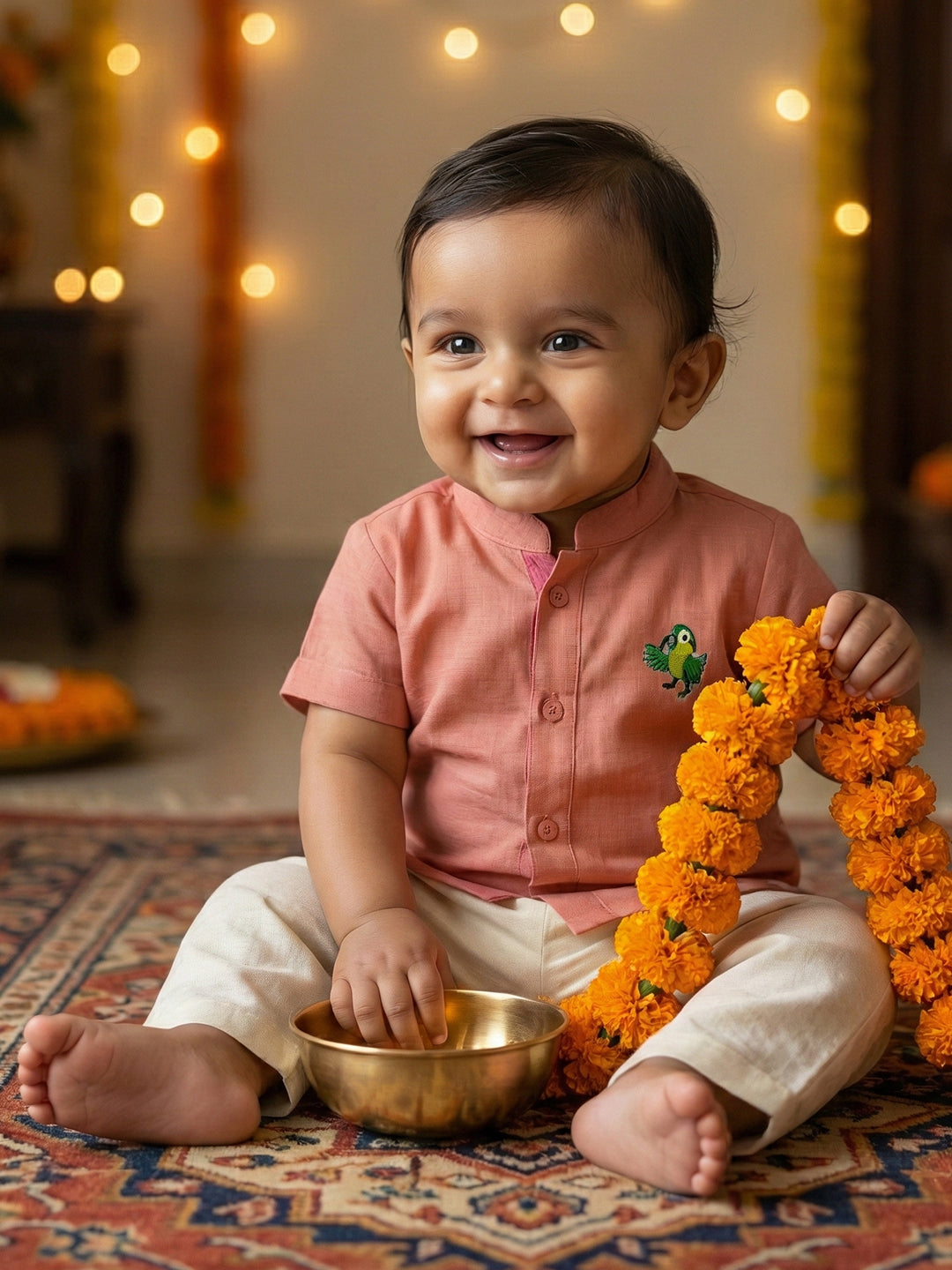 Born Baby Shirt with Pant and Panchakacham Set Tonys Pink G47