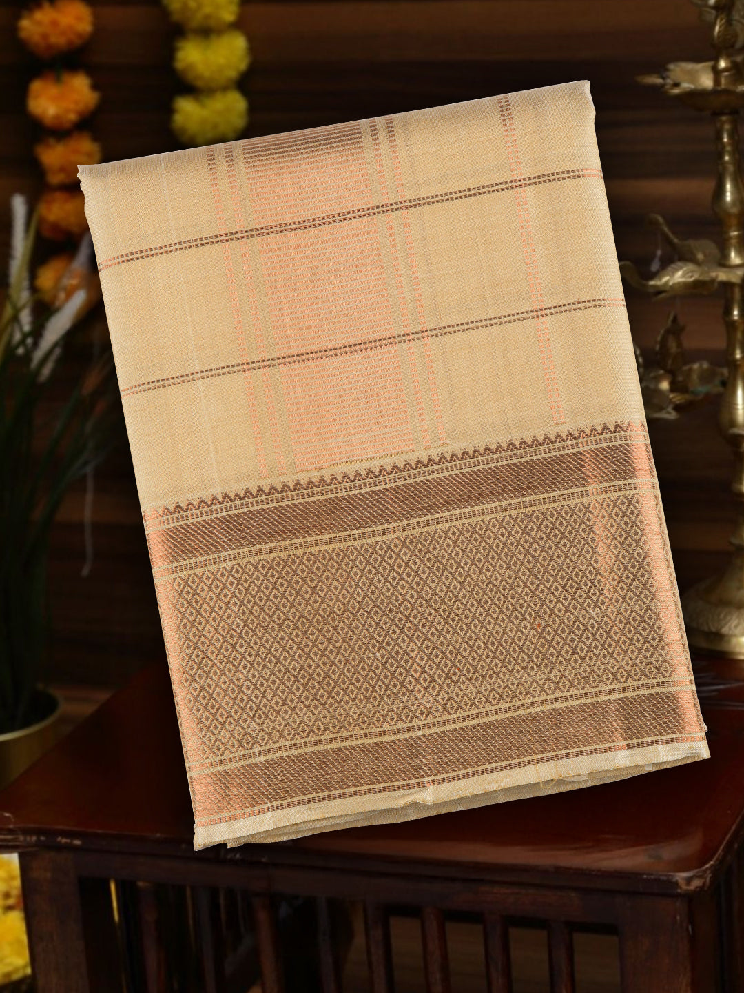 Men Pure Silk Dhoti with 5" Jari Border Klasam