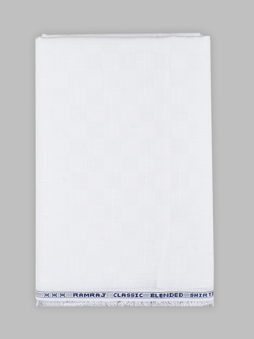 Men Cotton Blend Self Design Shirt Fabric White Classic 02