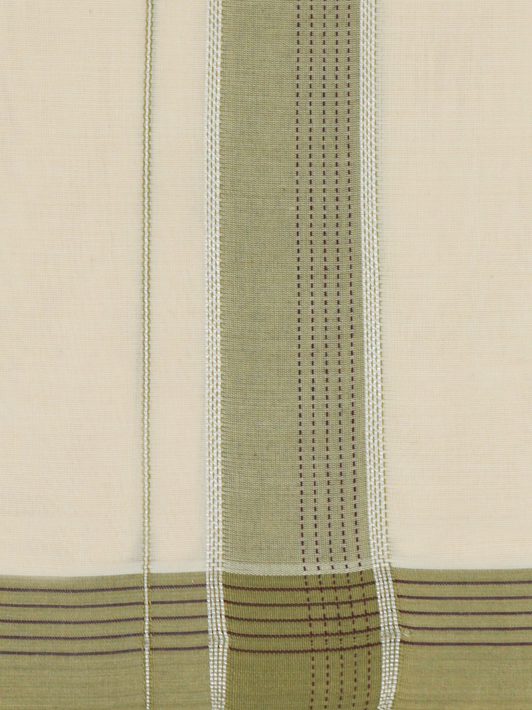 Double Layer Premium Handloom Cream Dhoti with Colour Border - HLM122