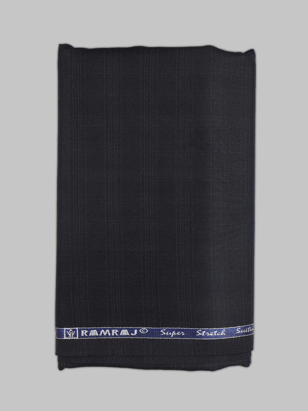 Men Poly Viscose Blend Checks Suiting Fabric Navy Enable Stretch