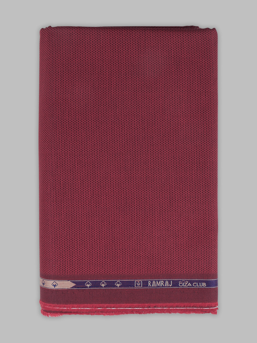 Men 100% Cotton Self Design Shirt Fabric Red Grand Iconic