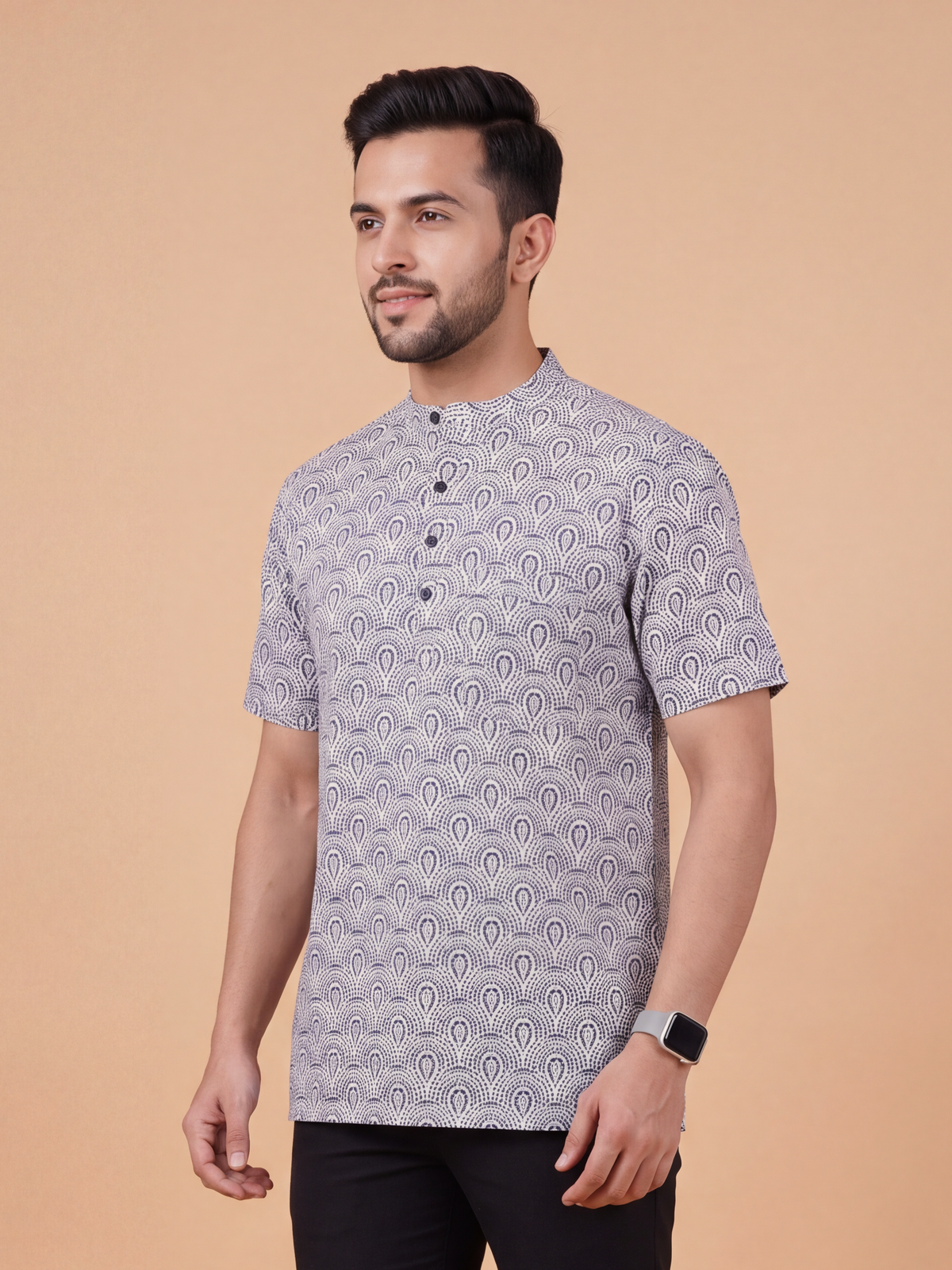 Cotton Short Length WT Arch Embroidered Pocket Kurta RP3
