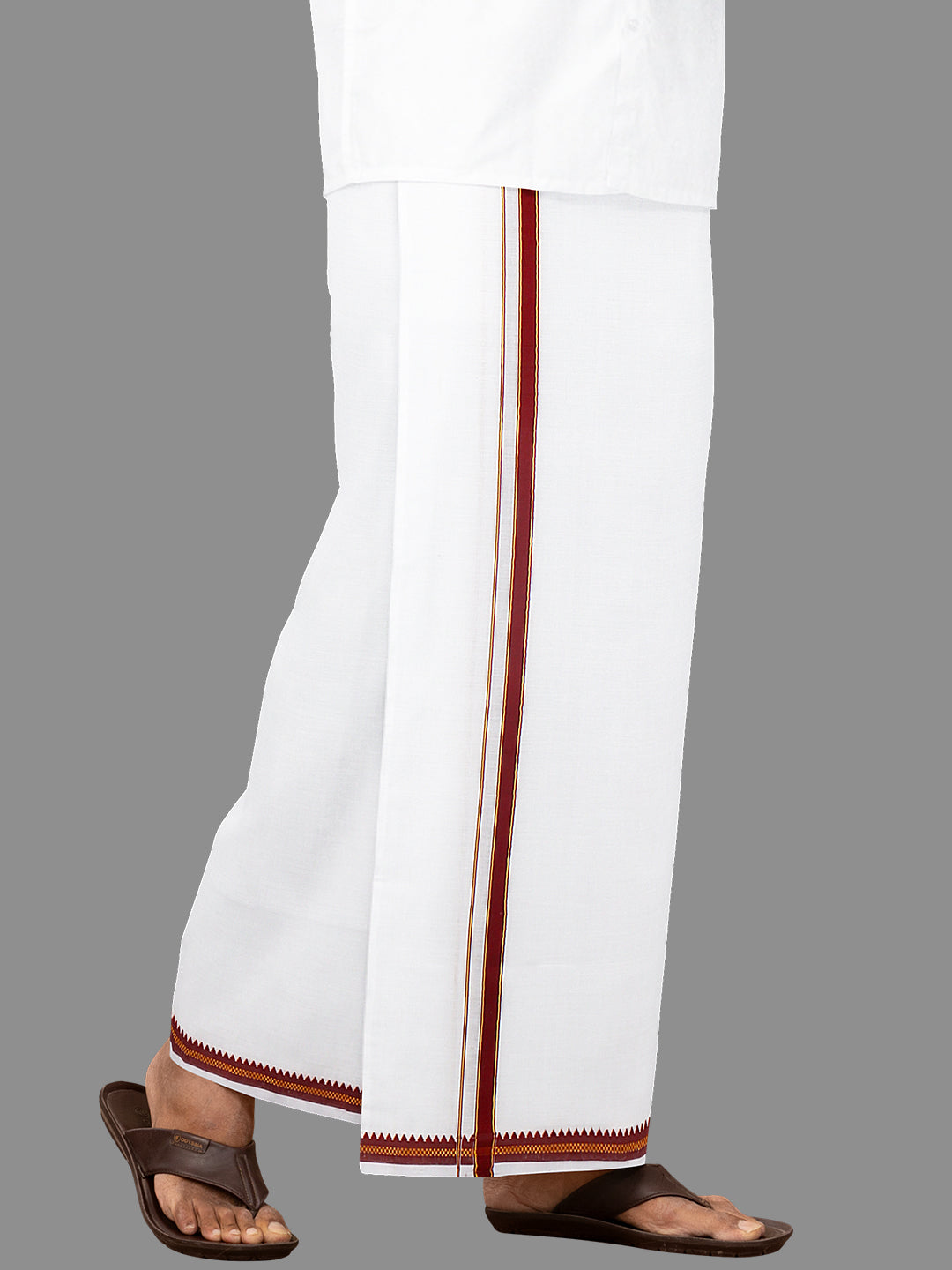 Men Maroon Fancy Border Single Dhoti Fancy Pet FP05