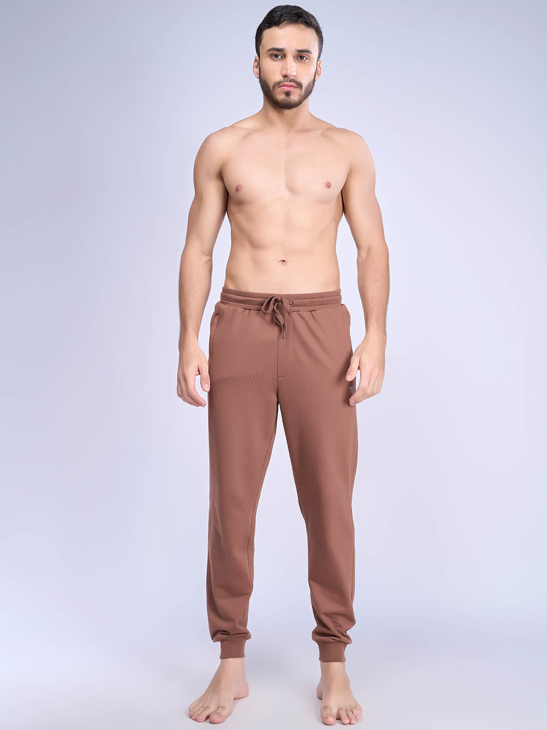 Mens Cotton Zipper Packet Jogger Camel