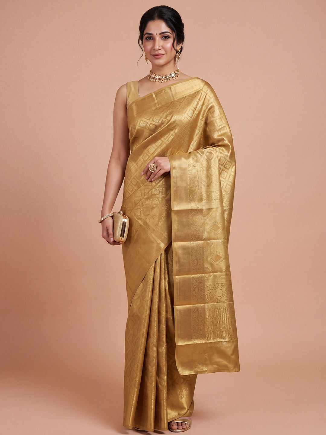 Women Art Silk Gold Jacquard Saree ASS150