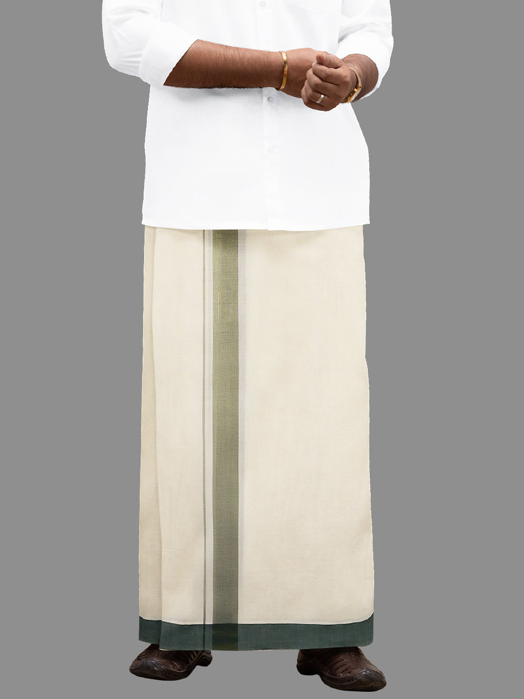 Mens Green Fancy Border Kora Dhoti EGJ11