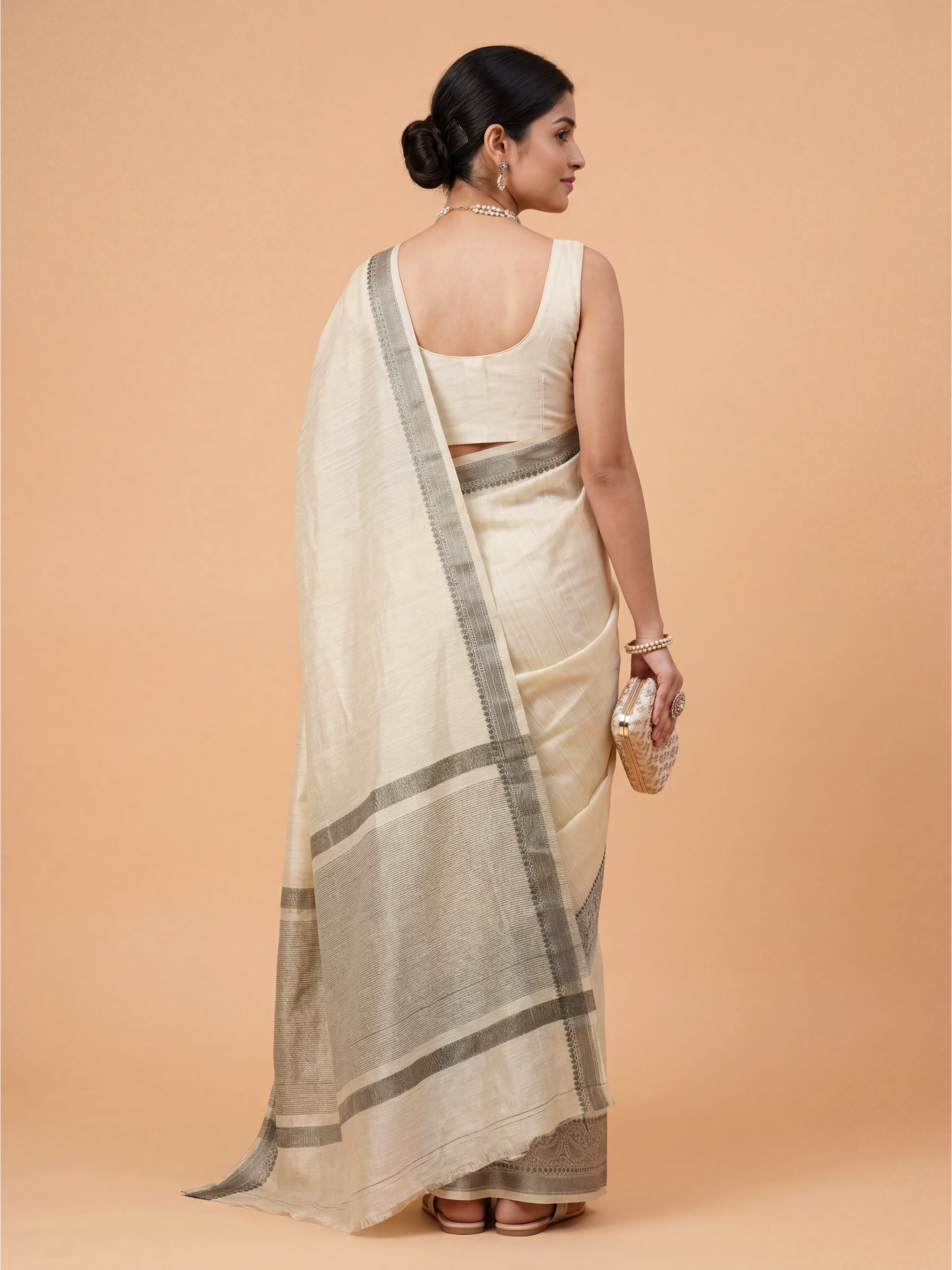 Women Semi Tussar Sandal Saree ST337
