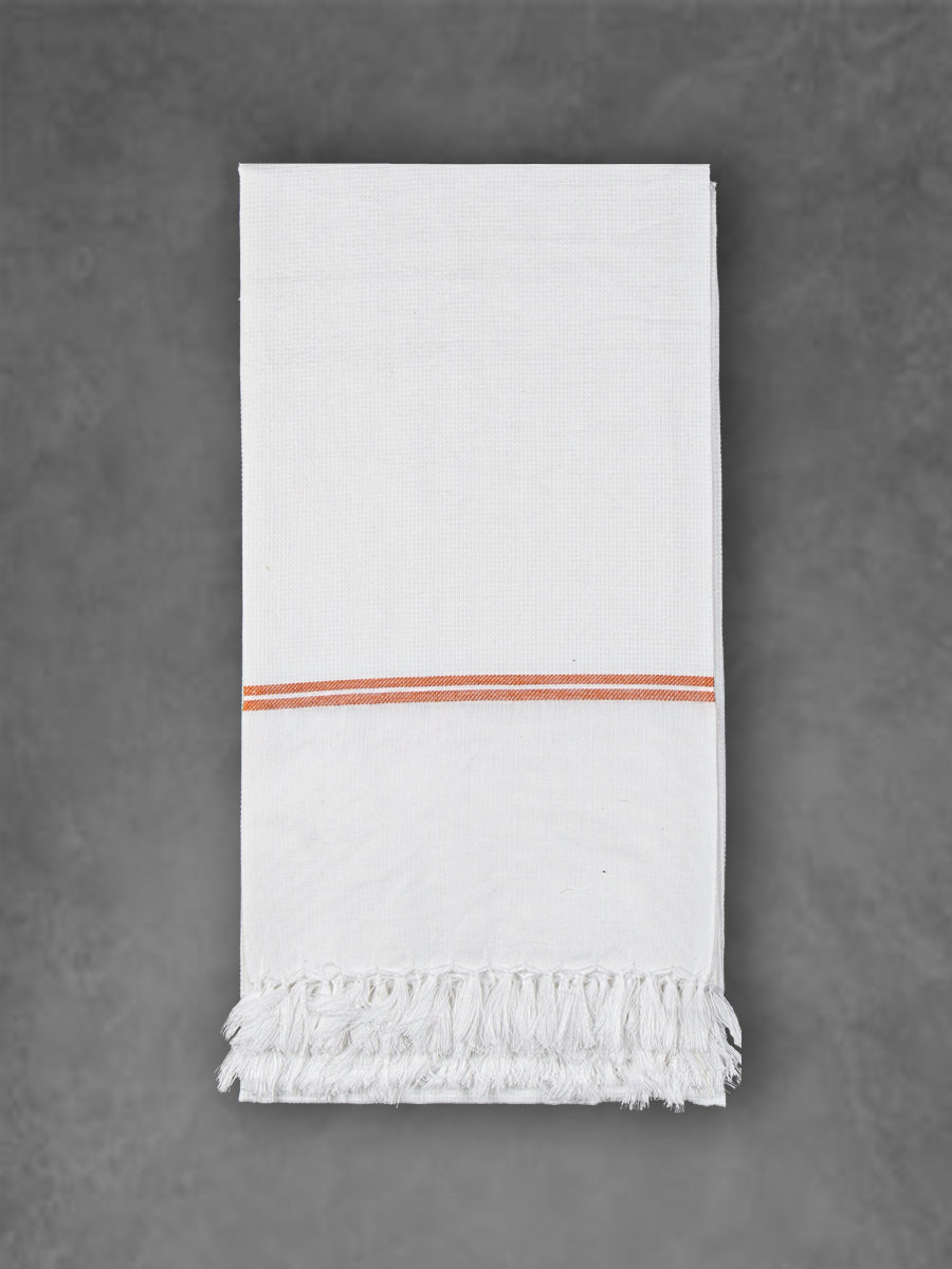 Premium Cotton Soft Feel White with Small Border Bath Towel 1046