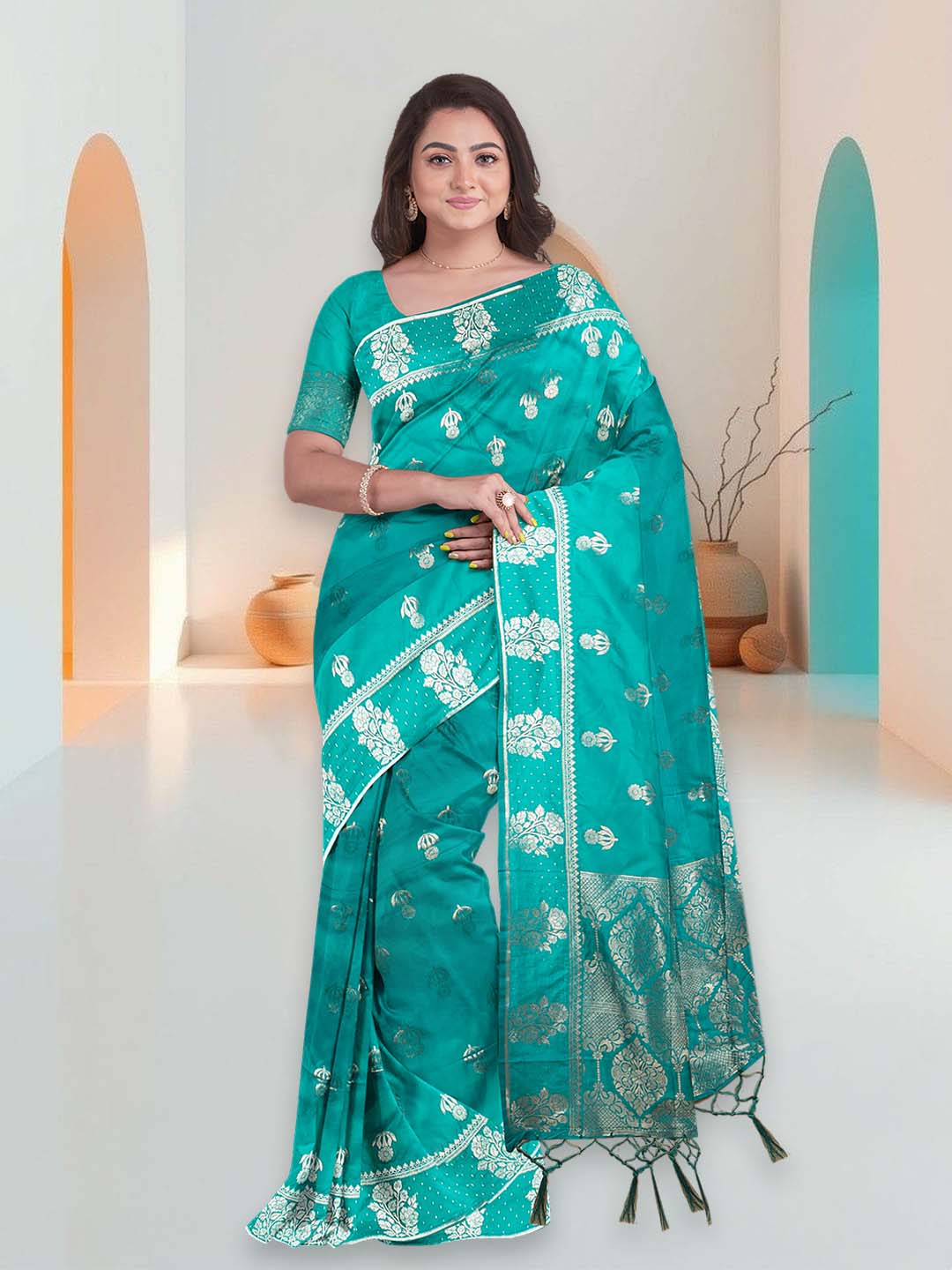 Women Ramar Green Art Silk Printed Saree ASS88