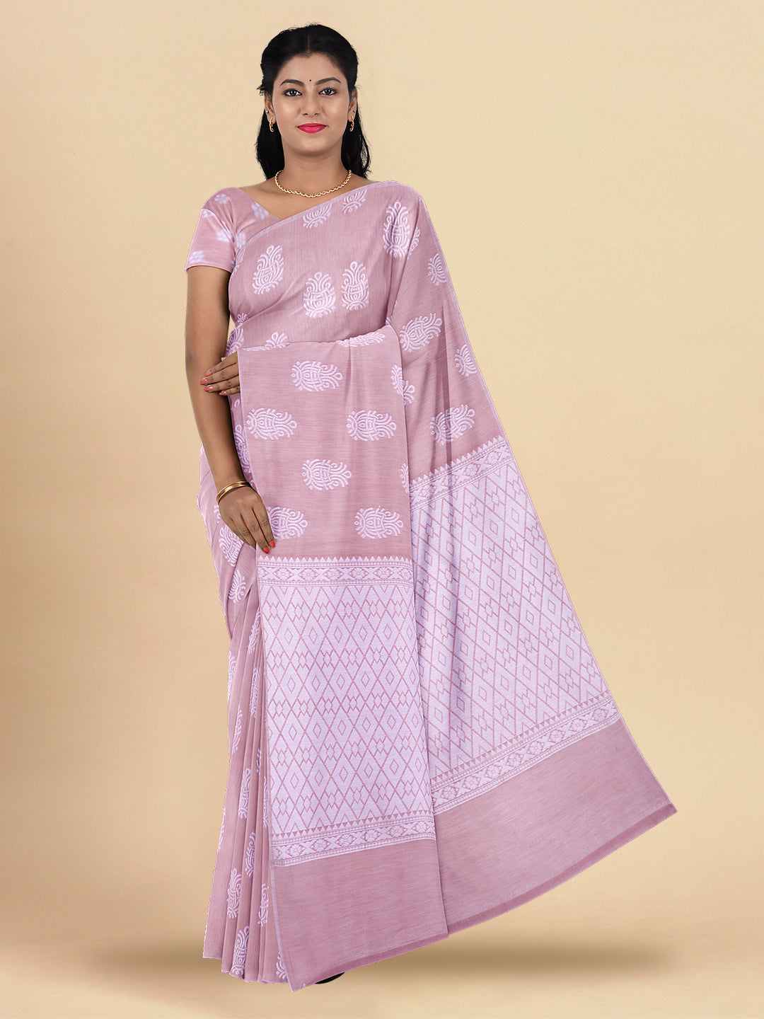 Womens Elegant  Semi Tussar Weaving Pink with Silver Colour Embroidery Saree ST103
