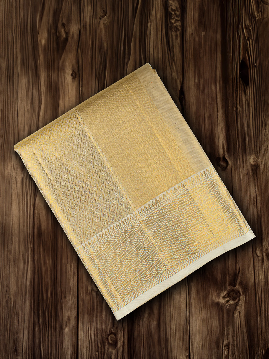 Men 100% Pure Silk Gold Rajdharbar