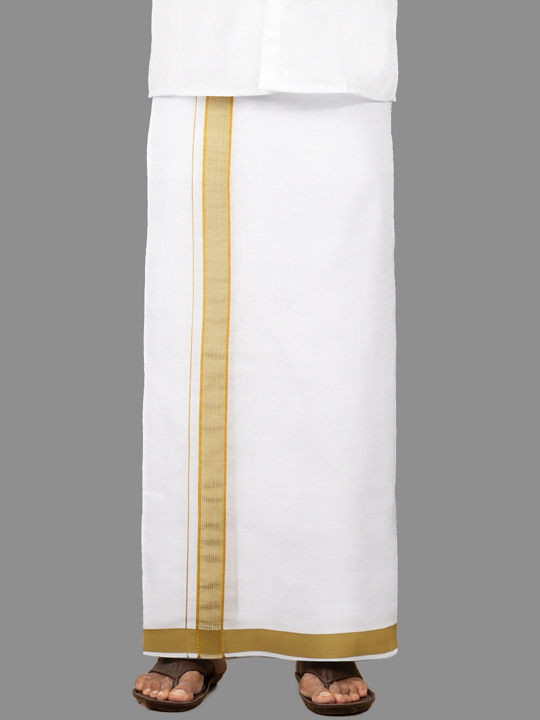 Men Gold Fancy Border Single Dhoti HGF19