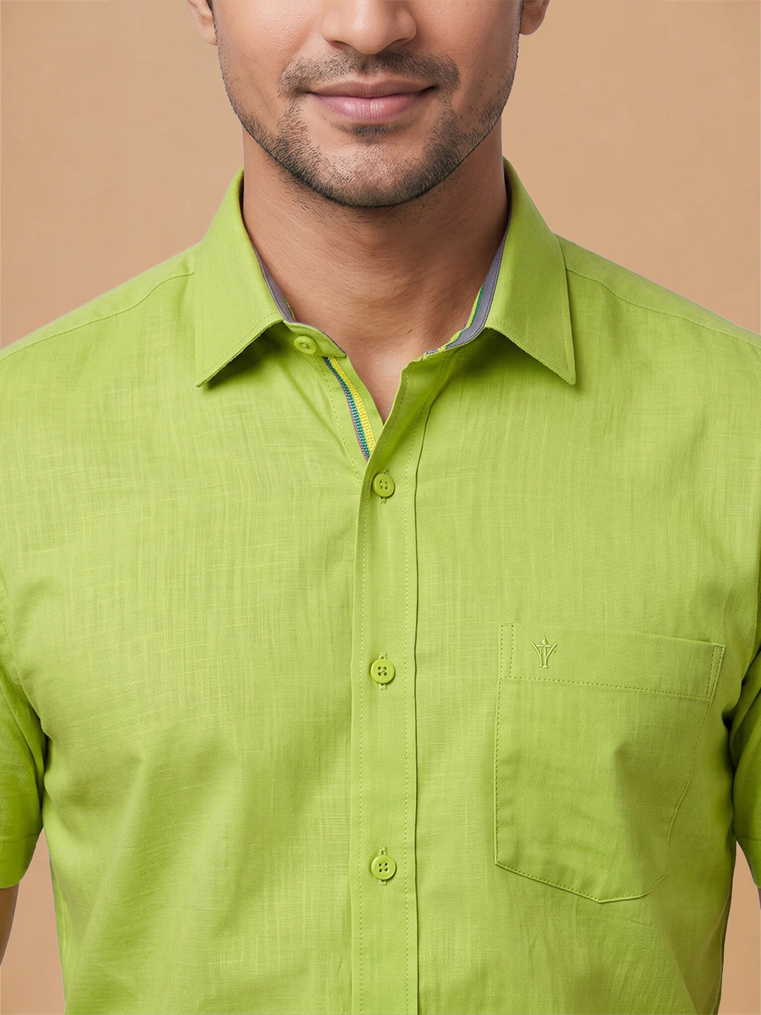 Pack of 2 | 100% Cotton Smart Fit Shirts - Pink & Yellowish Green